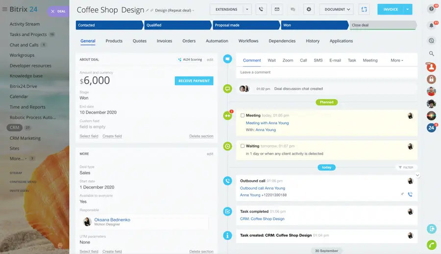 Интерфейс Битрикс24: CRM и коммуникации в единой рабочей среде